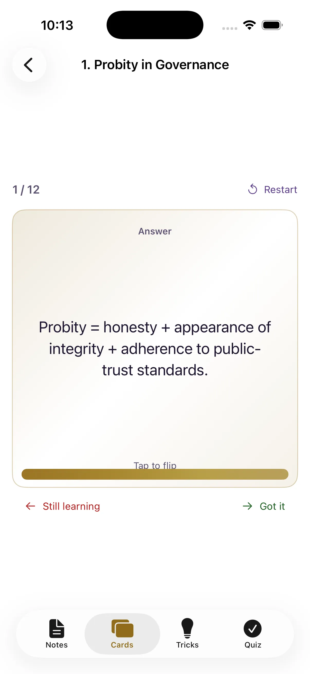 Flashcard answer